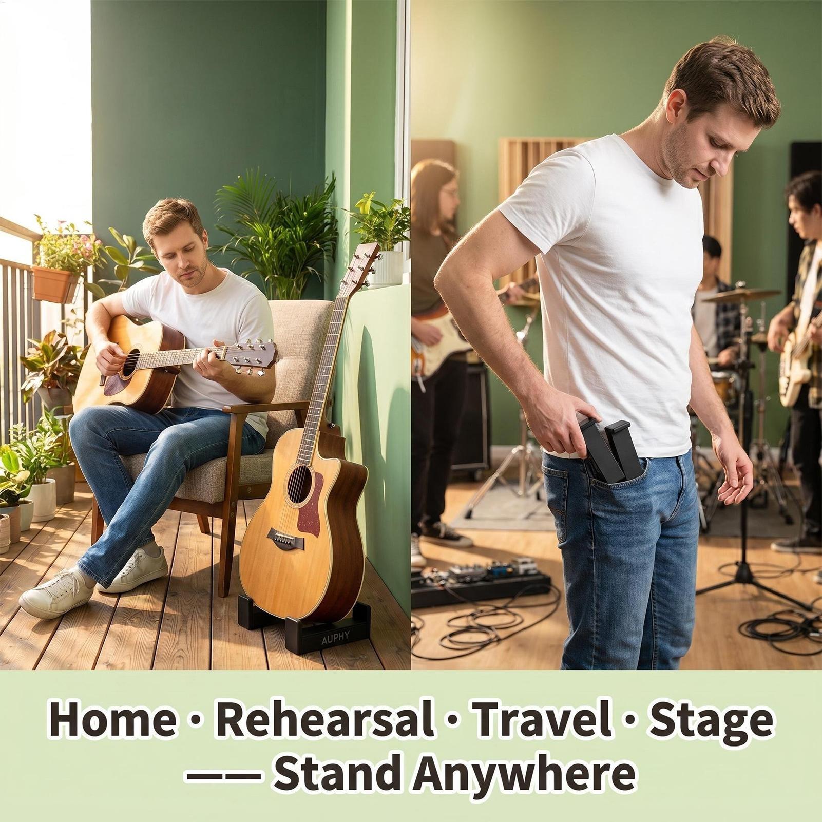 Musical Instrument Bass - Support de guitare acoustique portable, étagère