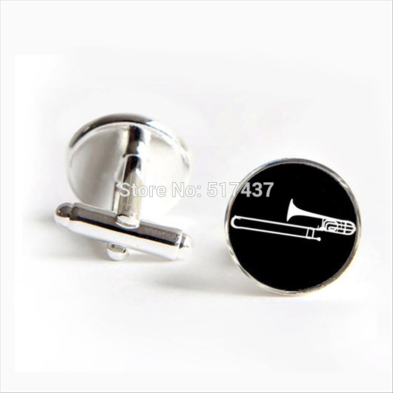 Musical Instrument Glass - 2017 gros Trombone boutons de manchette